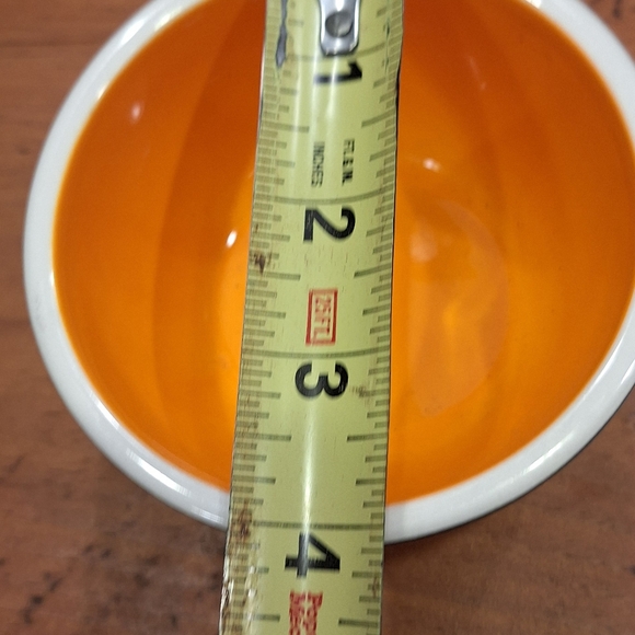 Striped Stacked Bowl Set Of Three Black White Orange Terramoto Ceramic - Picture 9 of 10